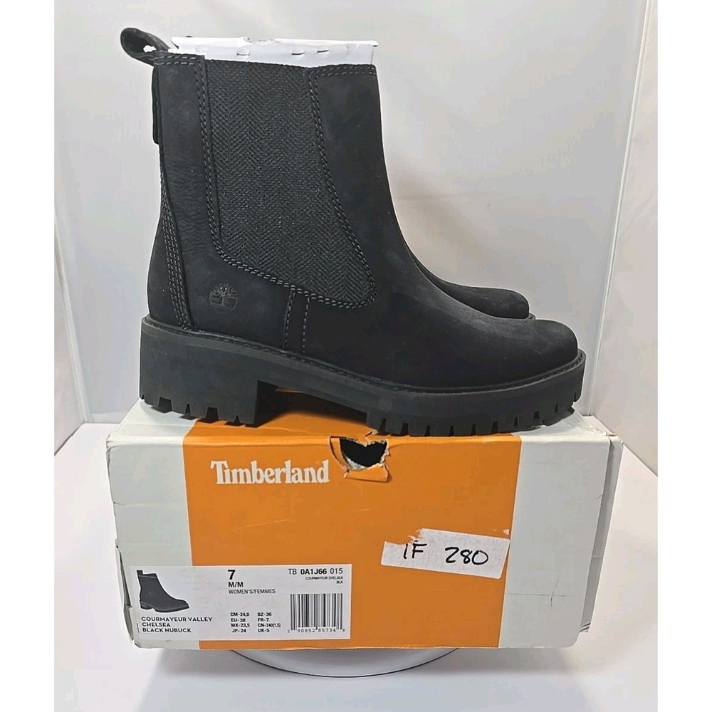 WOMENS SIZE 7 Timberland Courmayeur Valley Chelsea Boot TB0A1J66 Black Leather